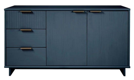 Manhattan Comfort - Granville Sideboard with 3 Full Extension Drawers in Midnight Blue - SB-5004 veiw 1