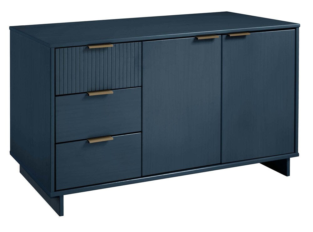 Manhattan Comfort - Granville Sideboard with 3 Full Extension Drawers in Midnight Blue - SB-5004 veiw 2
