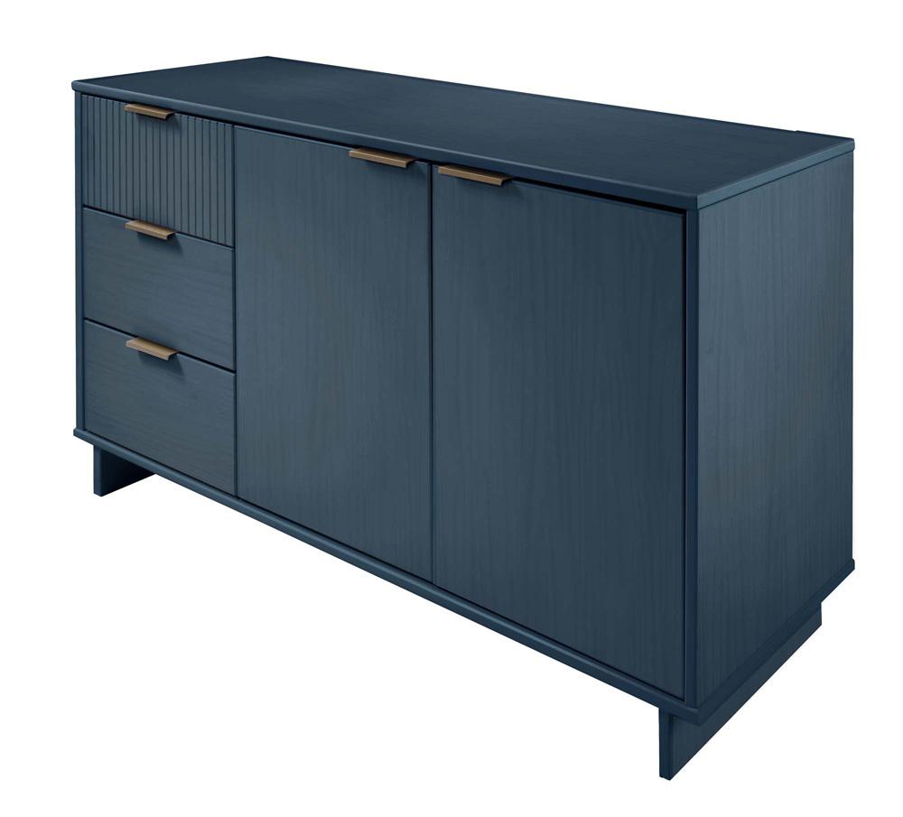 Manhattan Comfort - Granville Sideboard with 3 Full Extension Drawers in Midnight Blue - SB-5004 veiw 3
