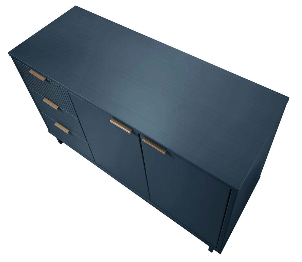Manhattan Comfort - Granville Sideboard with 3 Full Extension Drawers in Midnight Blue - SB-5004 veiw 4