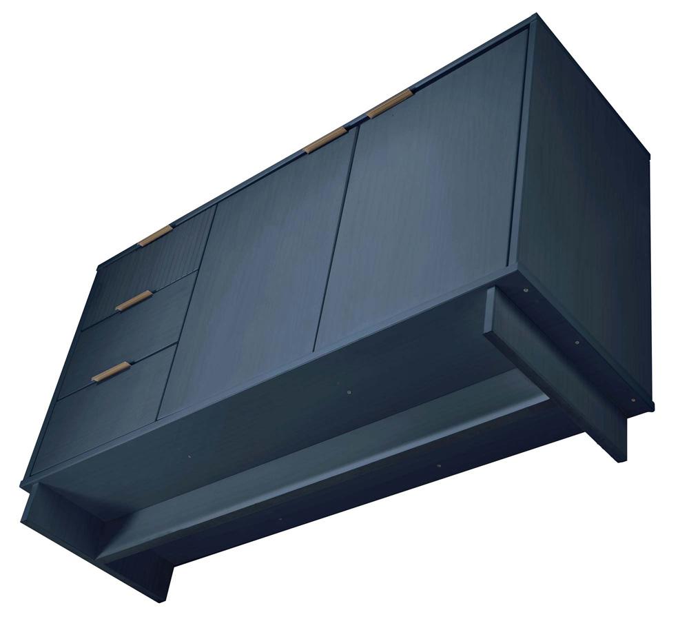 Manhattan Comfort - Granville Sideboard with 3 Full Extension Drawers in Midnight Blue - SB-5004 veiw 5