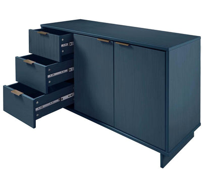 Manhattan Comfort - Granville Sideboard with 3 Full Extension Drawers in Midnight Blue - SB-5004 veiw 6