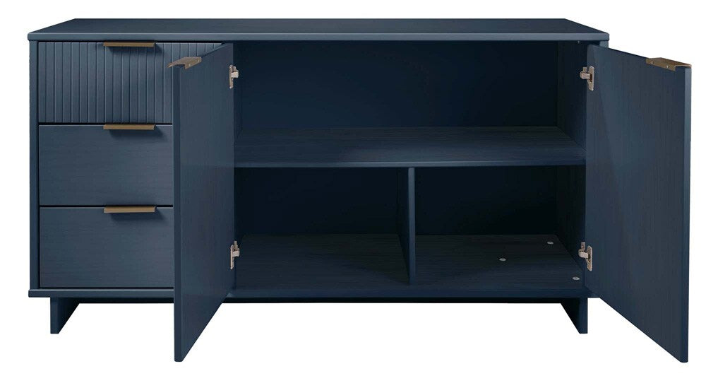 Manhattan Comfort - Granville Sideboard with 3 Full Extension Drawers in Midnight Blue - SB-5004 veiw 7