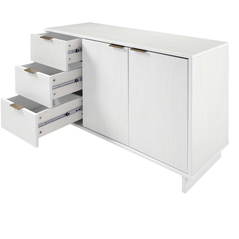 Manhattan Comfort - Granville Sideboard with 3 Full Extension Drawers in White - SB-5001 veiw 6