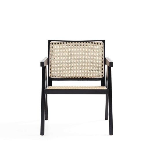 Manhattan Comfort - Hamlet Accent Chair with American Ash Wood Legs in Black and Natural Cane - Set of 2 - 2-ACCA04-BK veiw 2