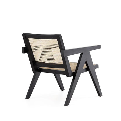 Manhattan Comfort - Hamlet Accent Chair with American Ash Wood Legs in Black and Natural Cane - Set of 2 - 2-ACCA04-BK veiw 3