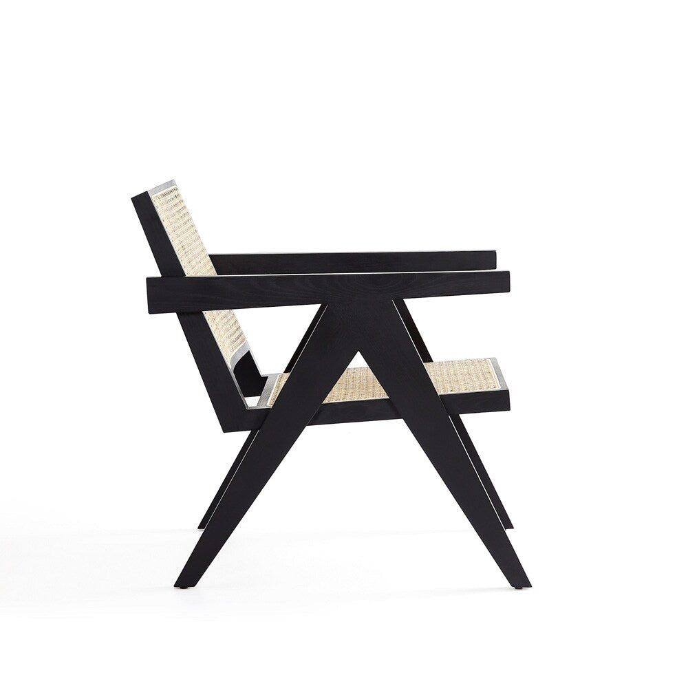 Manhattan Comfort - Hamlet Accent Chair with American Ash Wood Legs in Black and Natural Cane - Set of 2 - 2-ACCA04-BK veiw 4