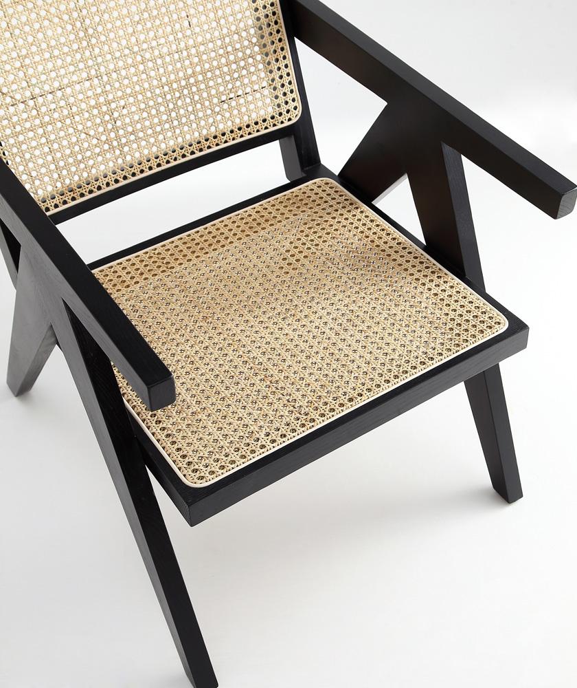 Manhattan Comfort - Hamlet Accent Chair with American Ash Wood Legs in Black and Natural Cane - Set of 2 - 2-ACCA04-BK veiw 7