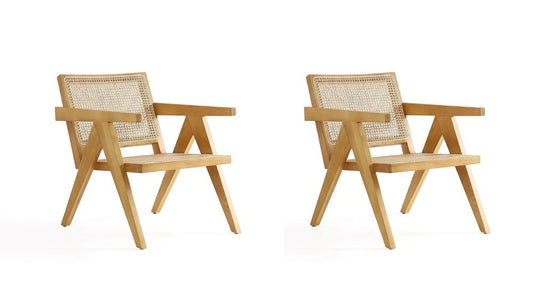 Manhattan Comfort - Hamlet Accent Chair with American Ash Wood Legs in Nature - Set of 2 - 2-ACCA04-NA veiw 1