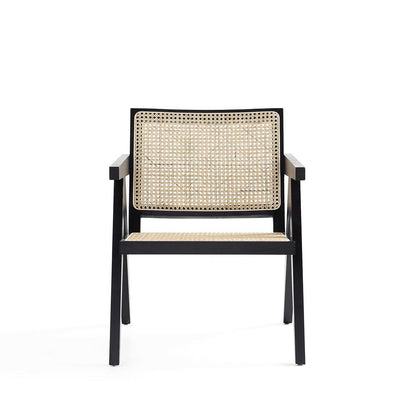 Manhattan Comfort - Hamlet Accent Chair with American Ash Wood Legs in Black and Natural Cane - ACCA04-BK veiw 2