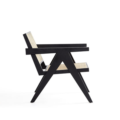 Manhattan Comfort - Hamlet Accent Chair with American Ash Wood Legs in Black and Natural Cane - ACCA04-BK veiw 4