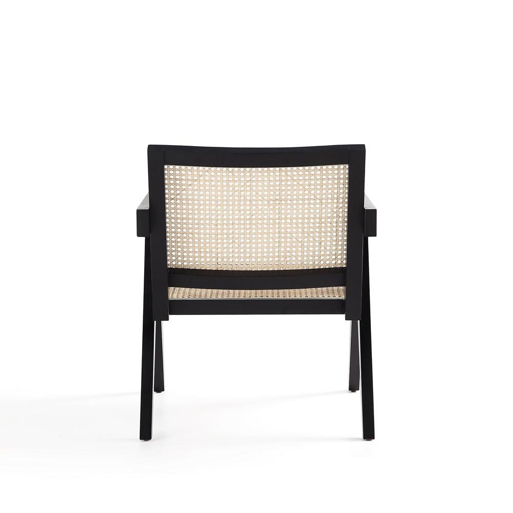 Manhattan Comfort - Hamlet Accent Chair with American Ash Wood Legs in Black and Natural Cane - ACCA04-BK veiw 5