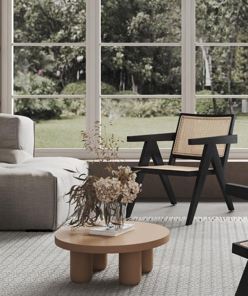 Manhattan Comfort - Hamlet Accent Chair with American Ash Wood Legs in Black and Natural Cane - ACCA04-BK veiw 9