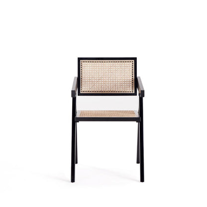 Manhattan Comfort - Hamlet Dining Arm Chair with American Ash Wood Legs in Black and Natural Cane - Set of 2 - 2-DCCA09-BK veiw 2
