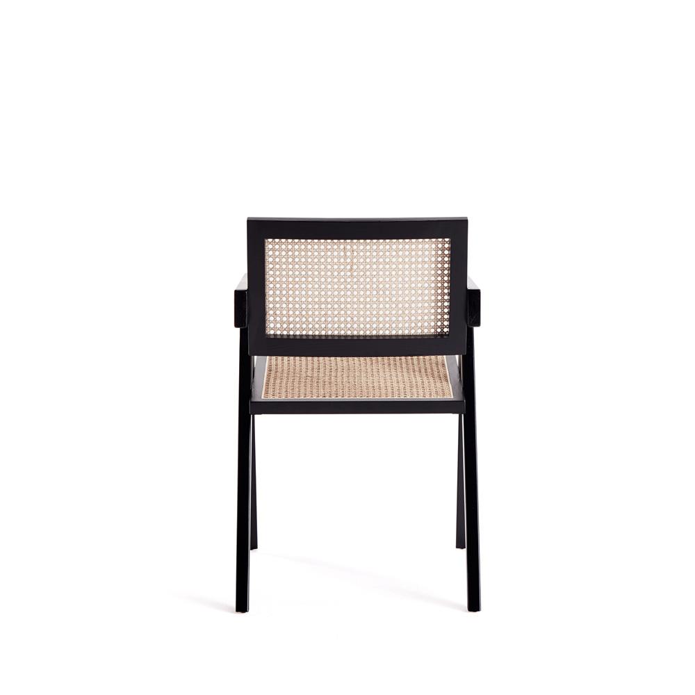 Manhattan Comfort - Hamlet Dining Arm Chair with American Ash Wood Legs in Black and Natural Cane - Set of 2 - 2-DCCA09-BK veiw 5