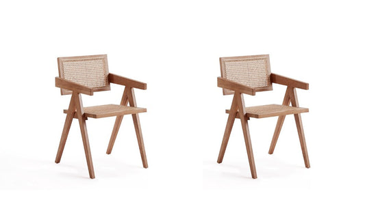 Manhattan Comfort - Hamlet Dining Arm Chair with American Ash Wood Legs in Nature - Set of 2 - 2-DCCA09-NA veiw 1