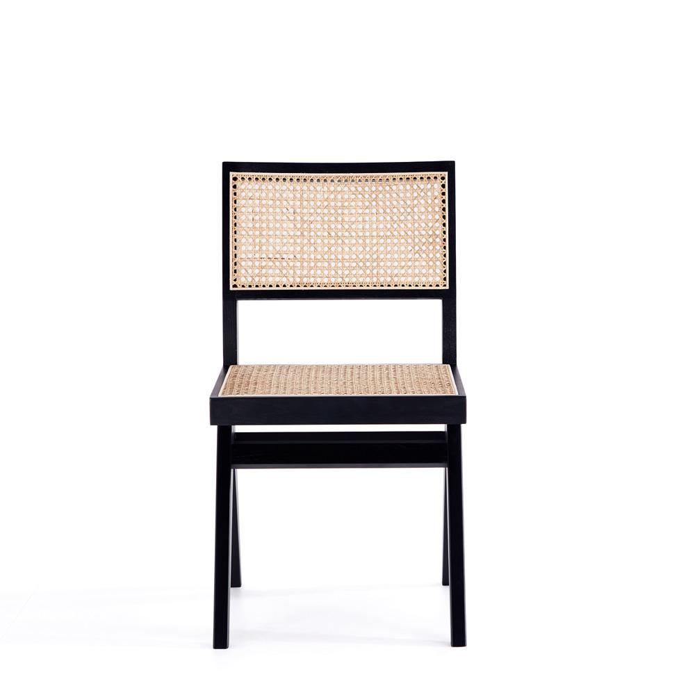 Manhattan Comfort - Hamlet Dining Chair with American Ash Wood Legs in Black and Natural Cane - Set of 2 - DCCA03-BK veiw 2