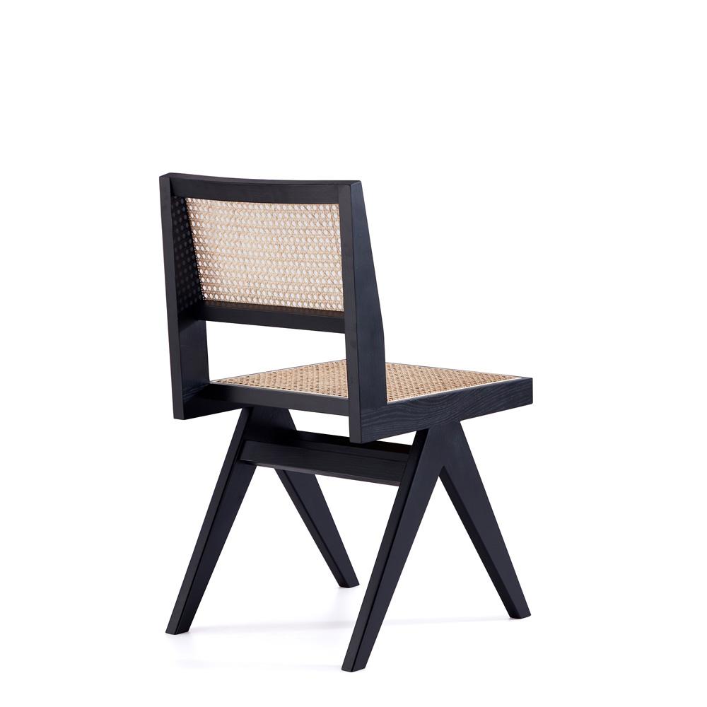 Manhattan Comfort - Hamlet Dining Chair with American Ash Wood Legs in Black and Natural Cane - Set of 2 - DCCA03-BK veiw 3