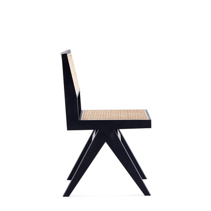 Manhattan Comfort - Hamlet Dining Chair with American Ash Wood Legs in Black and Natural Cane - Set of 2 - DCCA03-BK veiw 4