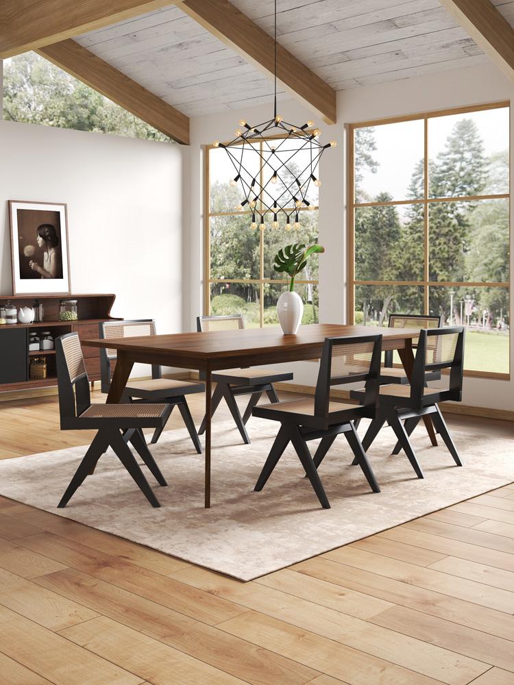 Manhattan Comfort - Hamlet Dining Chair with American Ash Wood Legs in Black and Natural Cane - Set of 2 - DCCA03-BK veiw 9