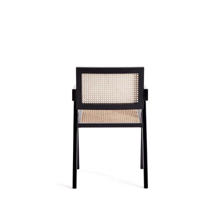 Manhattan Comfort - Hamlet Dining Arm Chair with American Ash Wood Legs in Black and Natural Cane - DCCA09-BK veiw 5