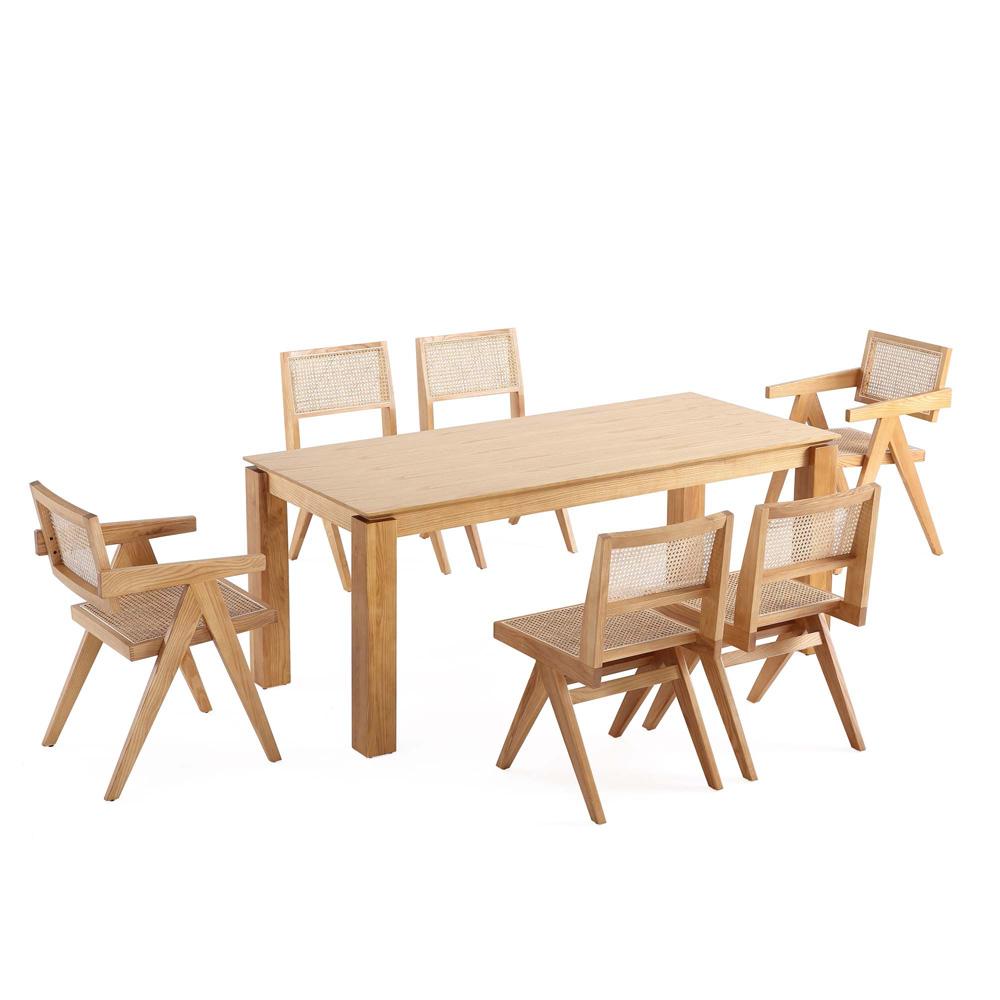 Manhattan Comfort - 7-Piece Hamlet and Rockaway Dining Set in Nature - 6-DT02DCCA03-NA veiw 1