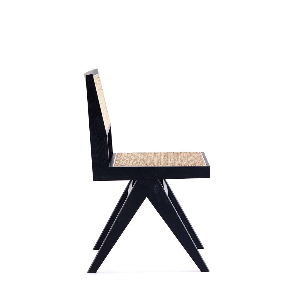 Manhattan Comfort - 9-Piece Hamlet and Rockaway Dining Set in Black and Natural CaneBlack - 8-DT02DCCA03-BK veiw 4