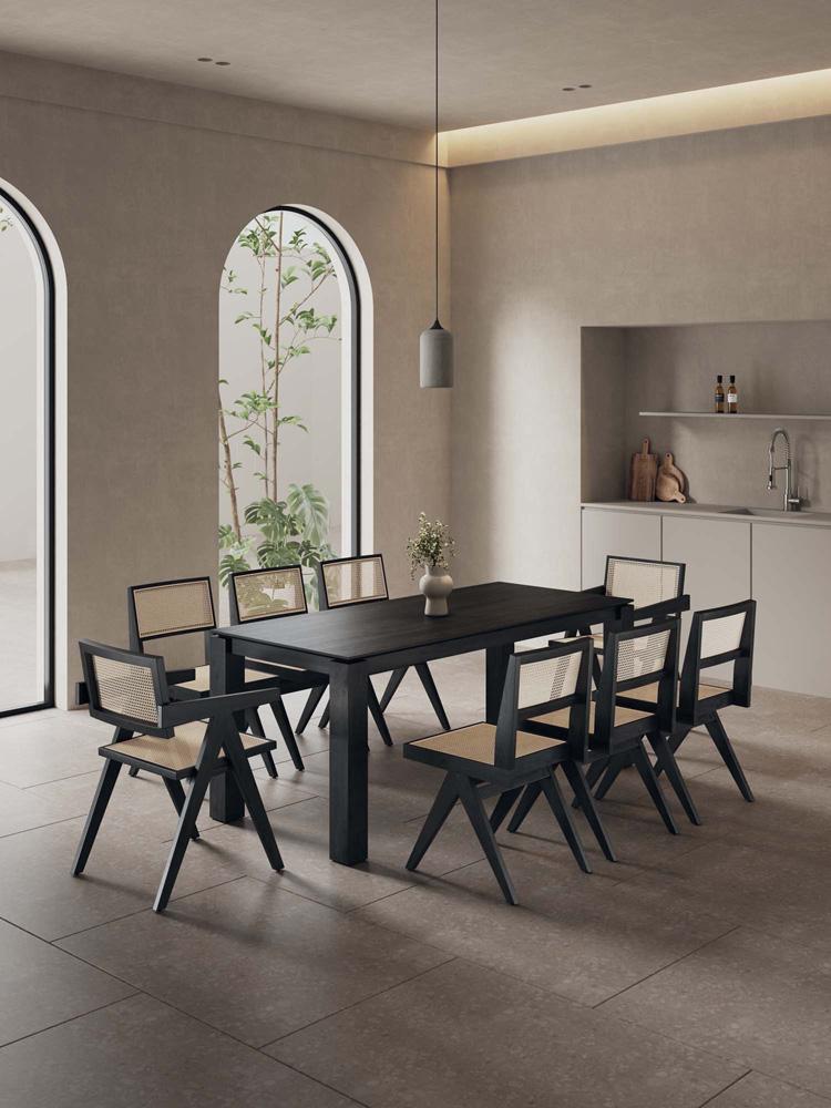 Manhattan Comfort - 9-Piece Hamlet and Rockaway Dining Set in Black and Natural CaneBlack - 8-DT02DCCA03-BK veiw 10