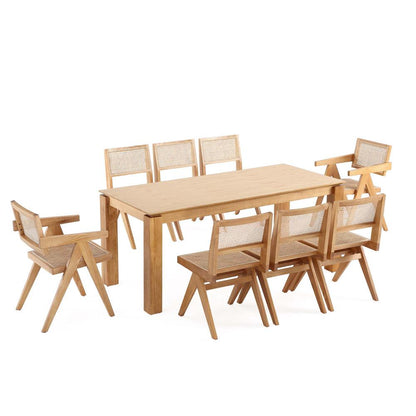 Manhattan Comfort - 9-Piece Hamlet and Rockaway Dining Set in Nature - 8-DT02DCCA03-NA veiw 1