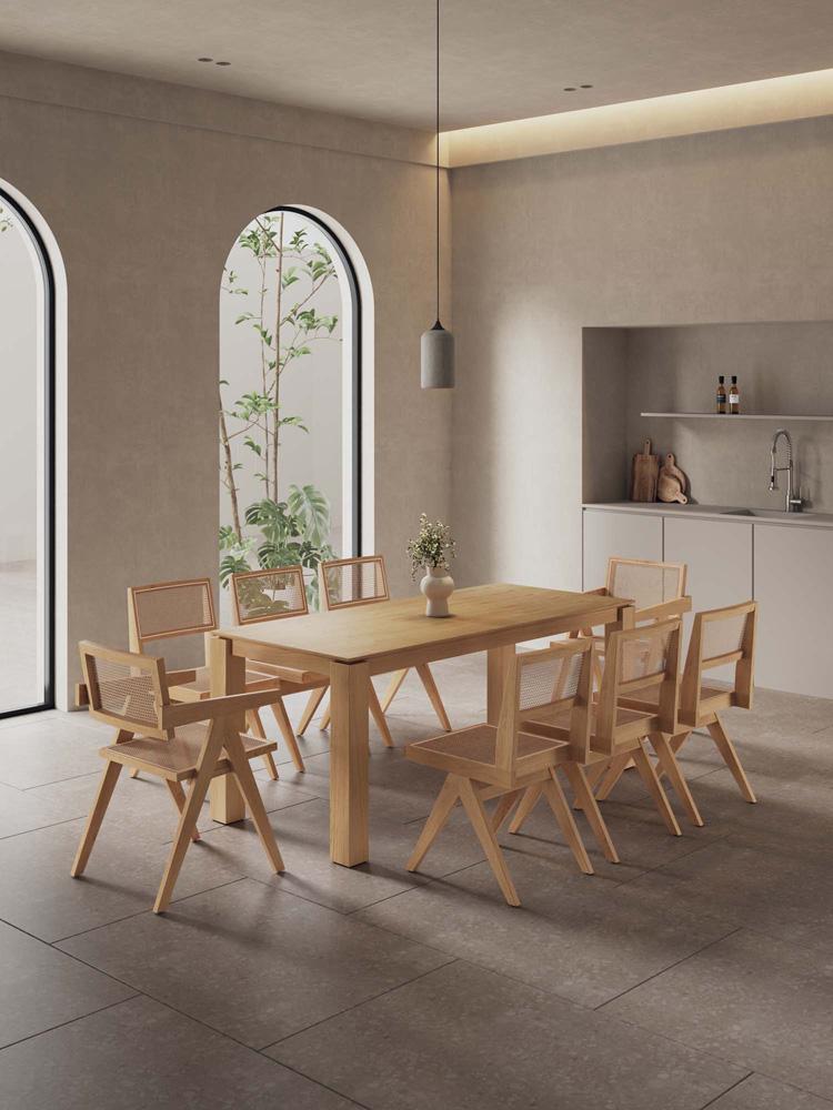 Manhattan Comfort - 9-Piece Hamlet and Rockaway Dining Set in Nature - 8-DT02DCCA03-NA veiw 10