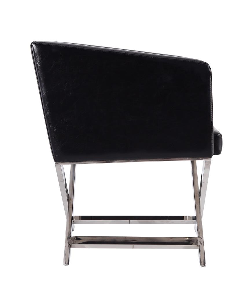 Manhattan Comfort - Hollywood Faux Leather Accent Chair with Stainless Steel Legs in Black and Polished Chrome - Set of 2 - 2-AC050-BK veiw 5