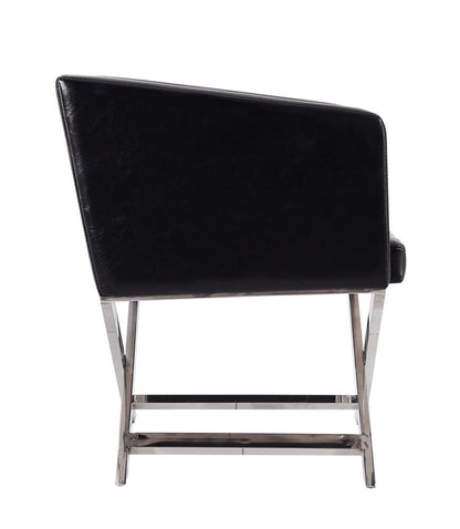 Manhattan Comfort - Hollywood Faux Leather Accent Chair with Stainless Steel Legs in Black and Polished Chrome - Set of 2 - 2-AC050-BK veiw 5