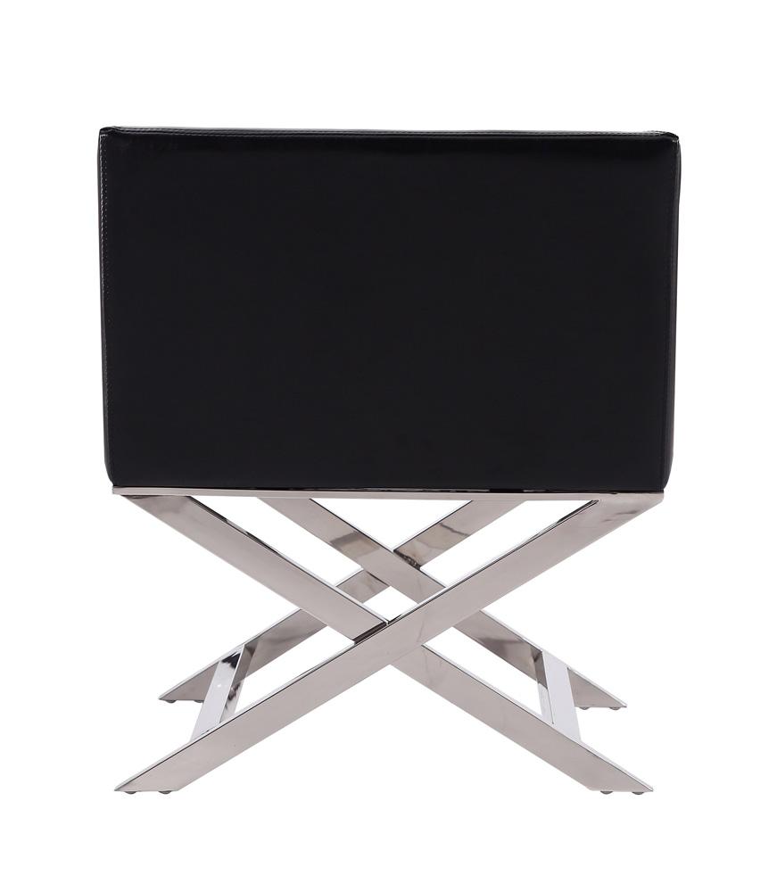 Manhattan Comfort - Hollywood Faux Leather Accent Chair with Stainless Steel Legs in Black and Polished Chrome - Set of 2 - 2-AC050-BK veiw 6