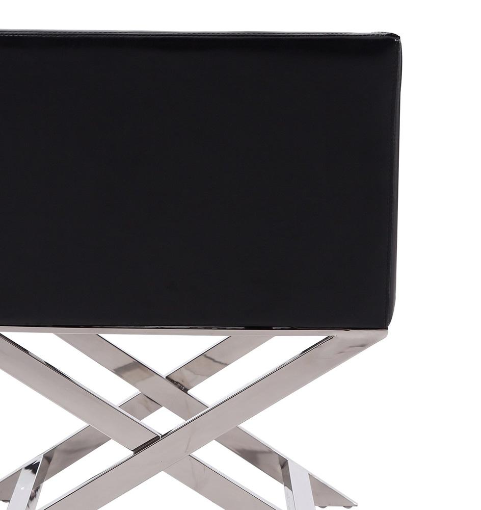 Manhattan Comfort - Hollywood Faux Leather Accent Chair with Stainless Steel Legs in Black and Polished Chrome - Set of 2 - 2-AC050-BK veiw 7