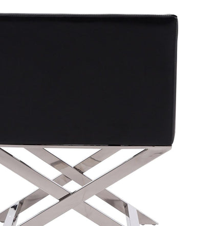 Manhattan Comfort - Hollywood Faux Leather Accent Chair with Stainless Steel Legs in Black and Polished Chrome - Set of 2 - 2-AC050-BK veiw 7