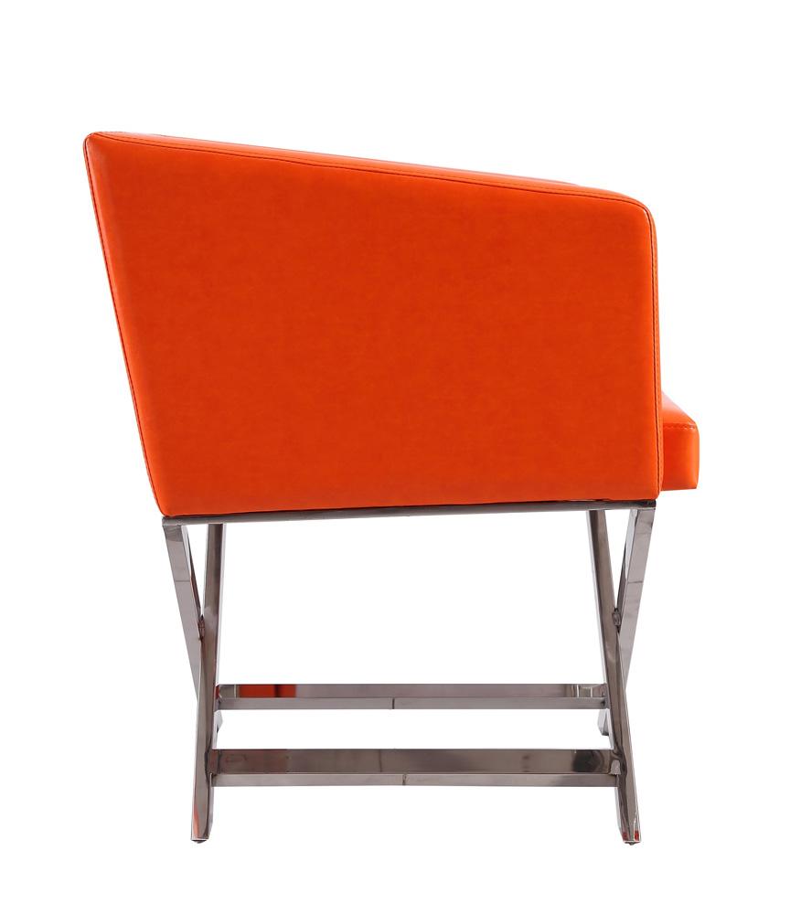 Manhattan Comfort - Hollywood Faux Leather Accent Chair with Stainless Steel Legs in Orange and Polished Chrome - Set of 2 - 2-AC050-OR veiw 5