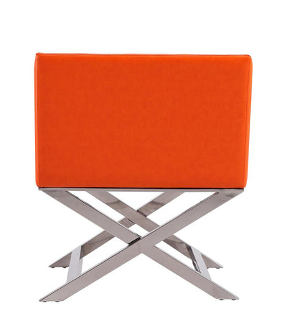 Manhattan Comfort - Hollywood Faux Leather Accent Chair with Stainless Steel Legs in Orange and Polished Chrome - Set of 2 - 2-AC050-OR veiw 6