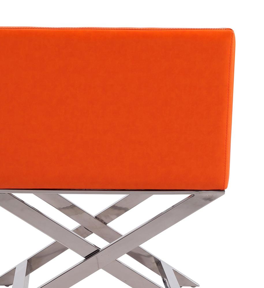 Manhattan Comfort - Hollywood Faux Leather Accent Chair with Stainless Steel Legs in Orange and Polished Chrome - Set of 2 - 2-AC050-OR veiw 7