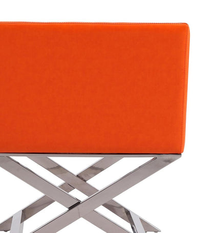 Manhattan Comfort - Hollywood Faux Leather Accent Chair with Stainless Steel Legs in Orange and Polished Chrome - Set of 2 - 2-AC050-OR veiw 7