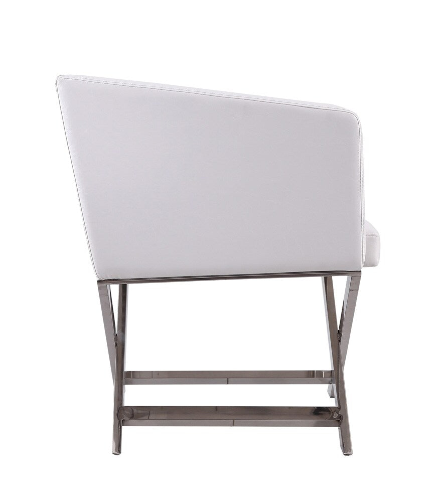 Manhattan Comfort - Hollywood Faux Leather Accent Chair with Stainless Steel Legs in White and Polished Chrome - Set of 2 - 2-AC050-WH veiw 5