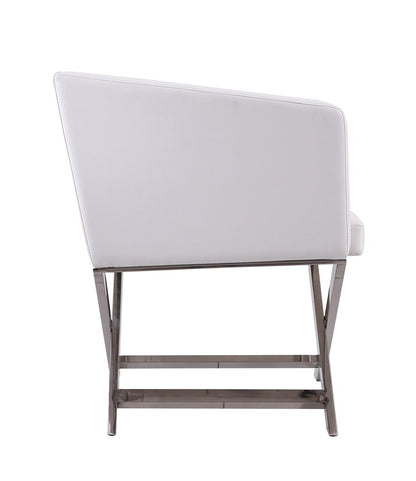 Manhattan Comfort - Hollywood Faux Leather Accent Chair with Stainless Steel Legs in White and Polished Chrome - Set of 2 - 2-AC050-WH veiw 5