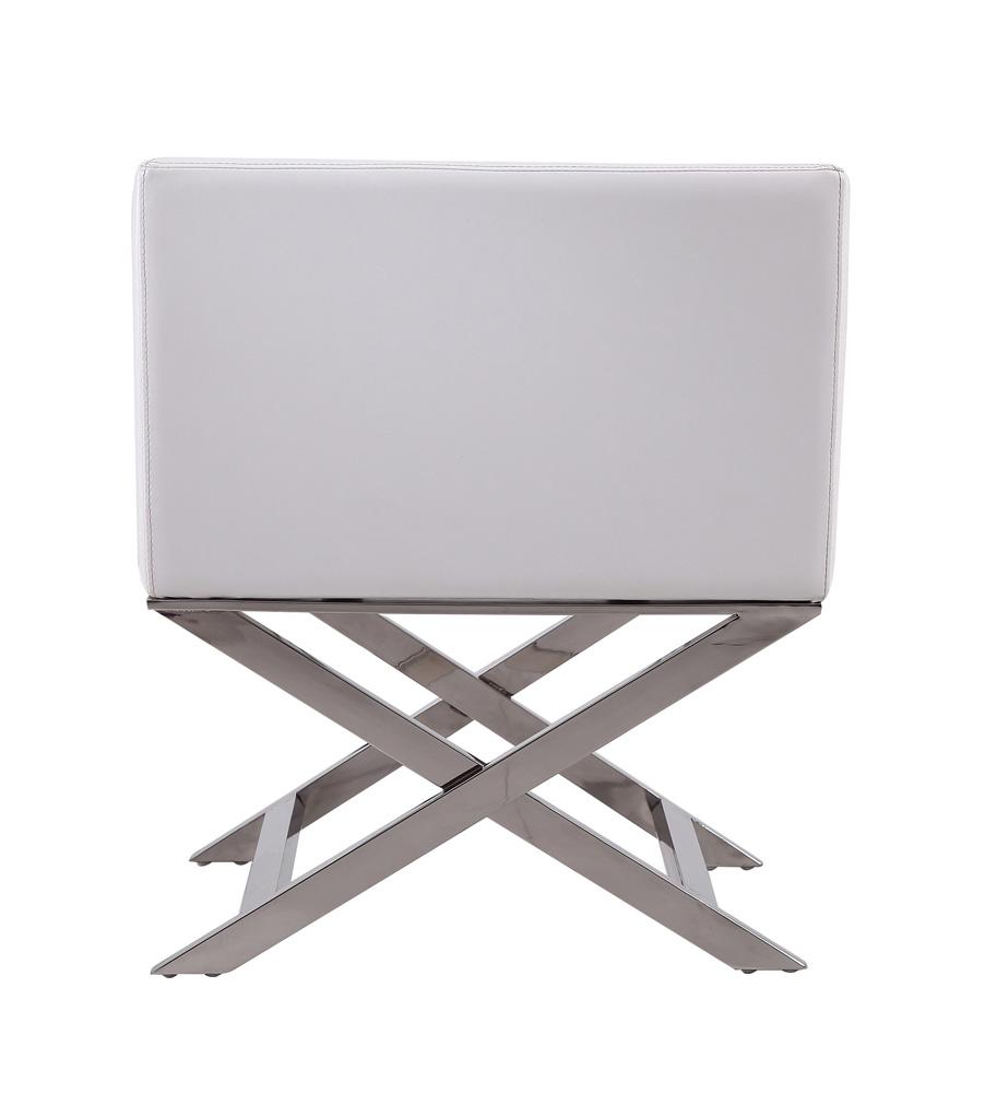 Manhattan Comfort - Hollywood Faux Leather Accent Chair with Stainless Steel Legs in White and Polished Chrome - Set of 2 - 2-AC050-WH veiw 6