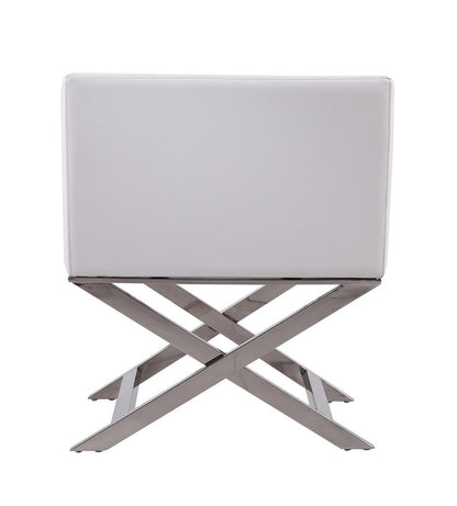 Manhattan Comfort - Hollywood Faux Leather Accent Chair with Stainless Steel Legs in White and Polished Chrome - Set of 2 - 2-AC050-WH veiw 6