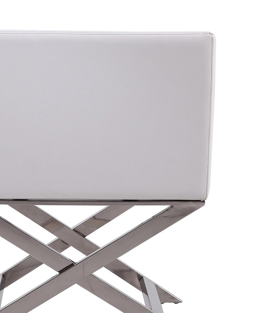 Manhattan Comfort - Hollywood Faux Leather Accent Chair with Stainless Steel Legs in White and Polished Chrome - Set of 2 - 2-AC050-WH veiw 7