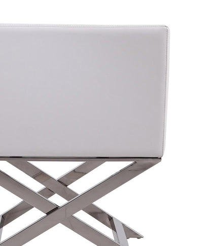 Manhattan Comfort - Hollywood Faux Leather Accent Chair with Stainless Steel Legs in White and Polished Chrome - Set of 2 - 2-AC050-WH veiw 7