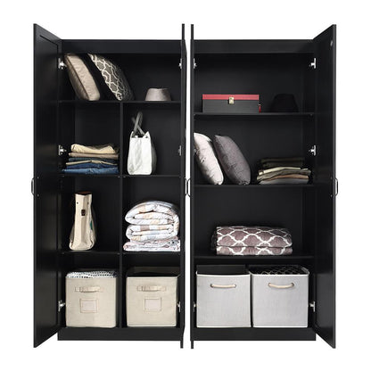 Manhattan Comfort - 2-Piece Hopkins Storage Closet with 11 Fixed & Adjustable Shelves in Black - 2-23GLF-BK veiw 4