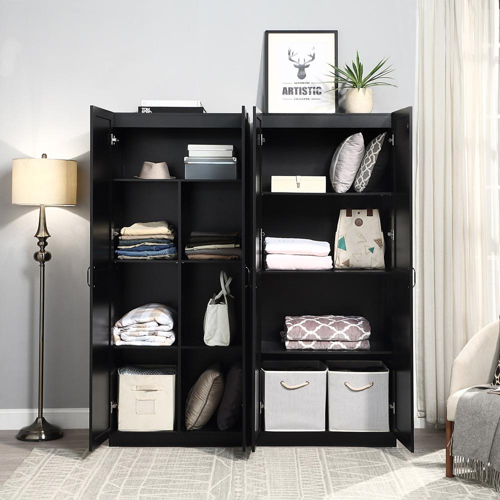 Manhattan Comfort - 2-Piece Hopkins Storage Closet with 11 Fixed & Adjustable Shelves in Black - 2-23GLF-BK veiw 5