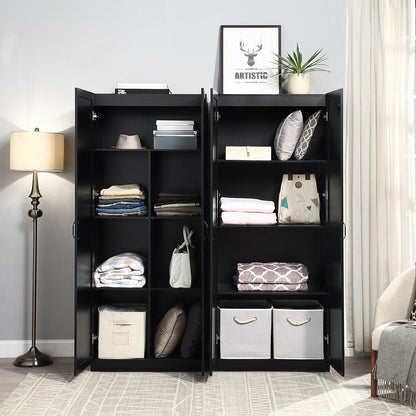 Manhattan Comfort - 2-Piece Hopkins Storage Closet with 11 Fixed & Adjustable Shelves in Black - 2-23GLF-BK veiw 5