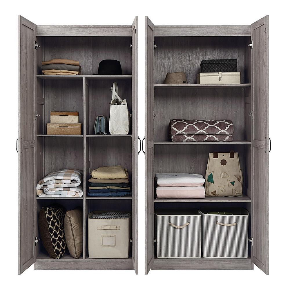 Manhattan Comfort - 2-Piece Hopkins Storage Closet with 11 Fixed & Adjustable Shelves in Grey - 2-23GLF-GY veiw 4