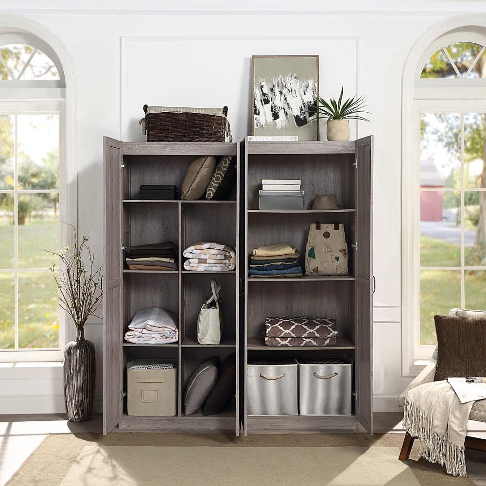 Manhattan Comfort - 2-Piece Hopkins Storage Closet with 11 Fixed & Adjustable Shelves in Grey - 2-23GLF-GY veiw 5